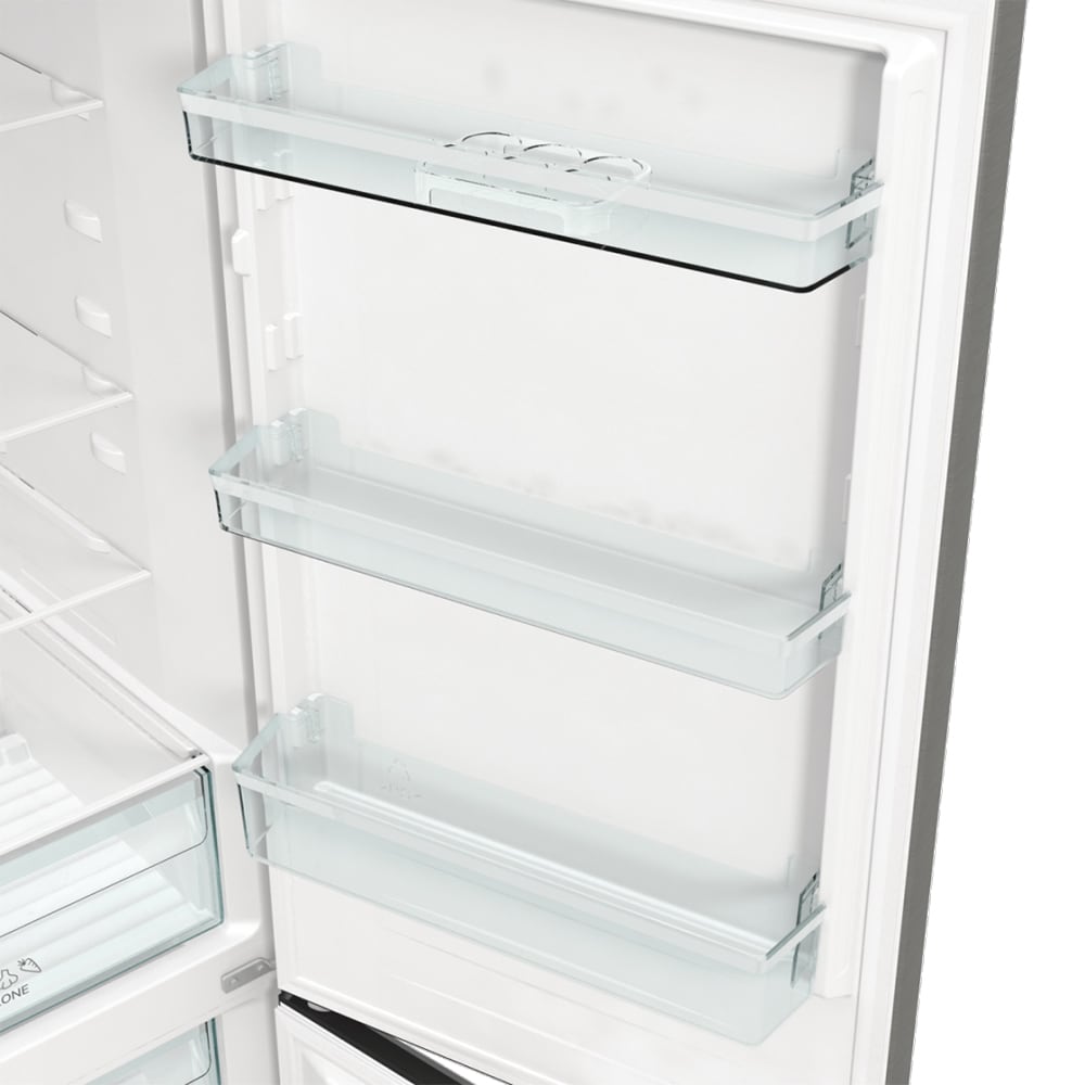 Combina frigorifica GORENJE NRKE62XL, NoFrost Plus, 300 l, H 185 cm, Clasa E, argintiu