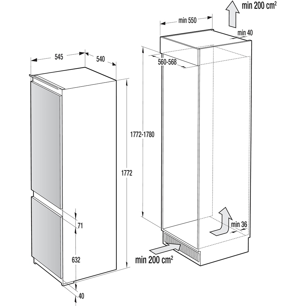 Combina frigorifica incorporabila GORENJE NRKI418EP1, No Frost, 246 l, H 177 cm, Clasa E