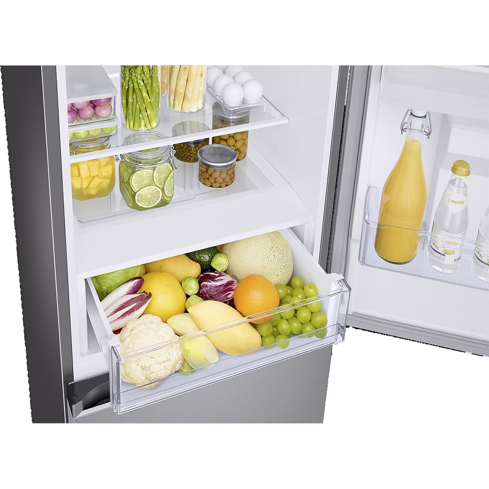 Combina frigorifica SAMSUNG RB34C652ESA/EF, No Frost, 341 l, H 185 cm, Clasa E, Dozator apa, All-Around Cooling, argintiu