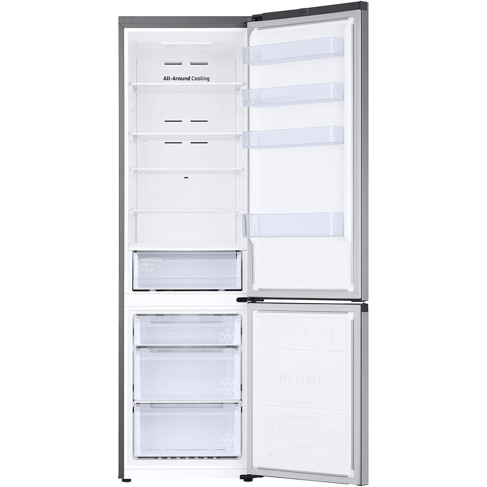 Combina frigorifica SAMSUNG RB38C600ESA/EF, No Frost, 390 l, H 203 cm, Clasa E, All-Around Cooling, argintiu