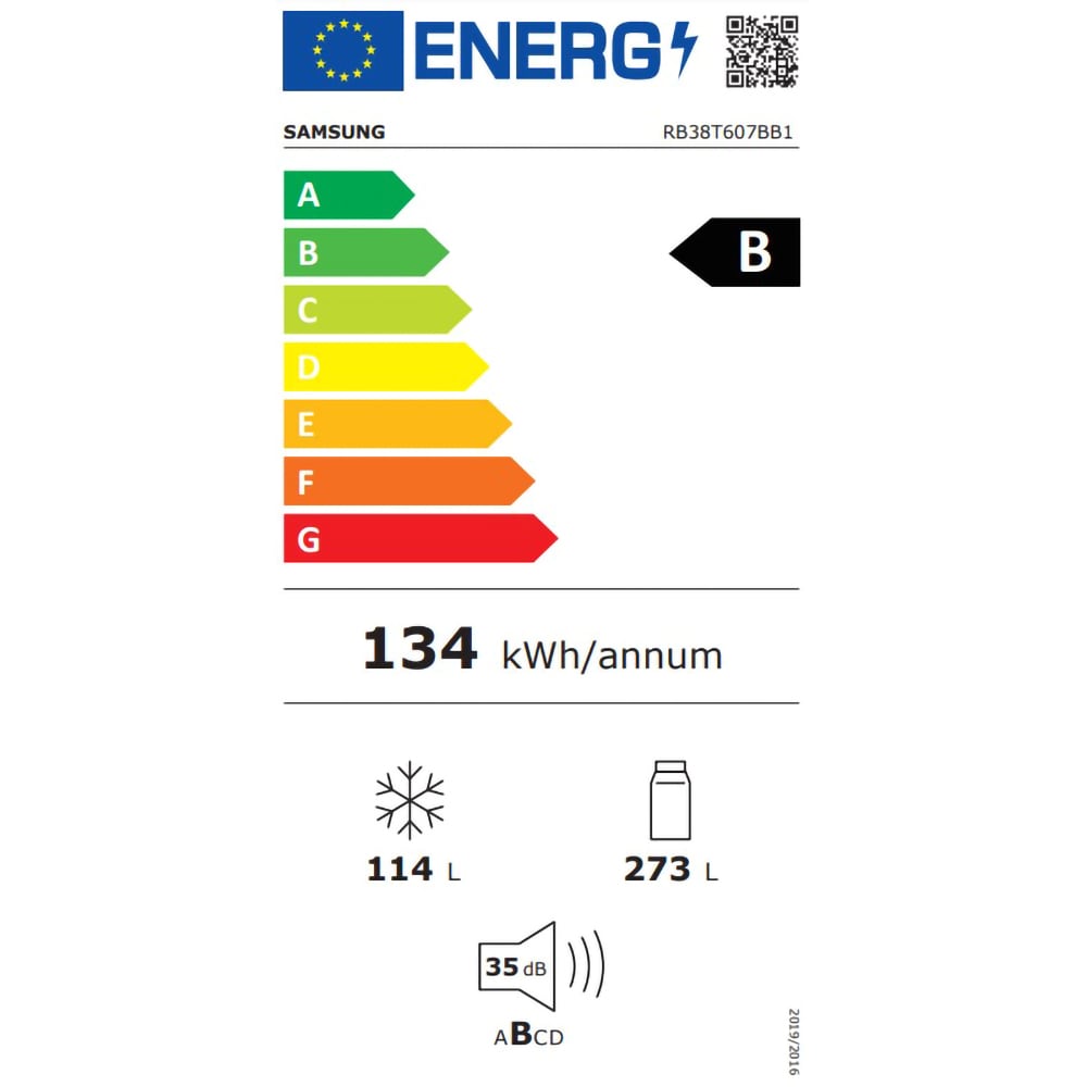 Combina frigorifica SAMSUNG RB38T607BB1/EF, No Frost, 387 l, H 203 cm, Clasa B, Twin Cooling Plus, dark inox