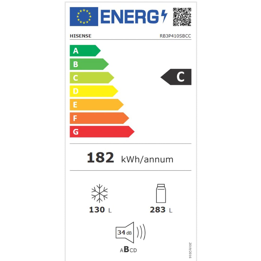Combina frigorifica HISENSE RB3P410SBCC, Total No Frost, 413 l, H 203 cm, Clasa C, Wi-Fi, argintiu