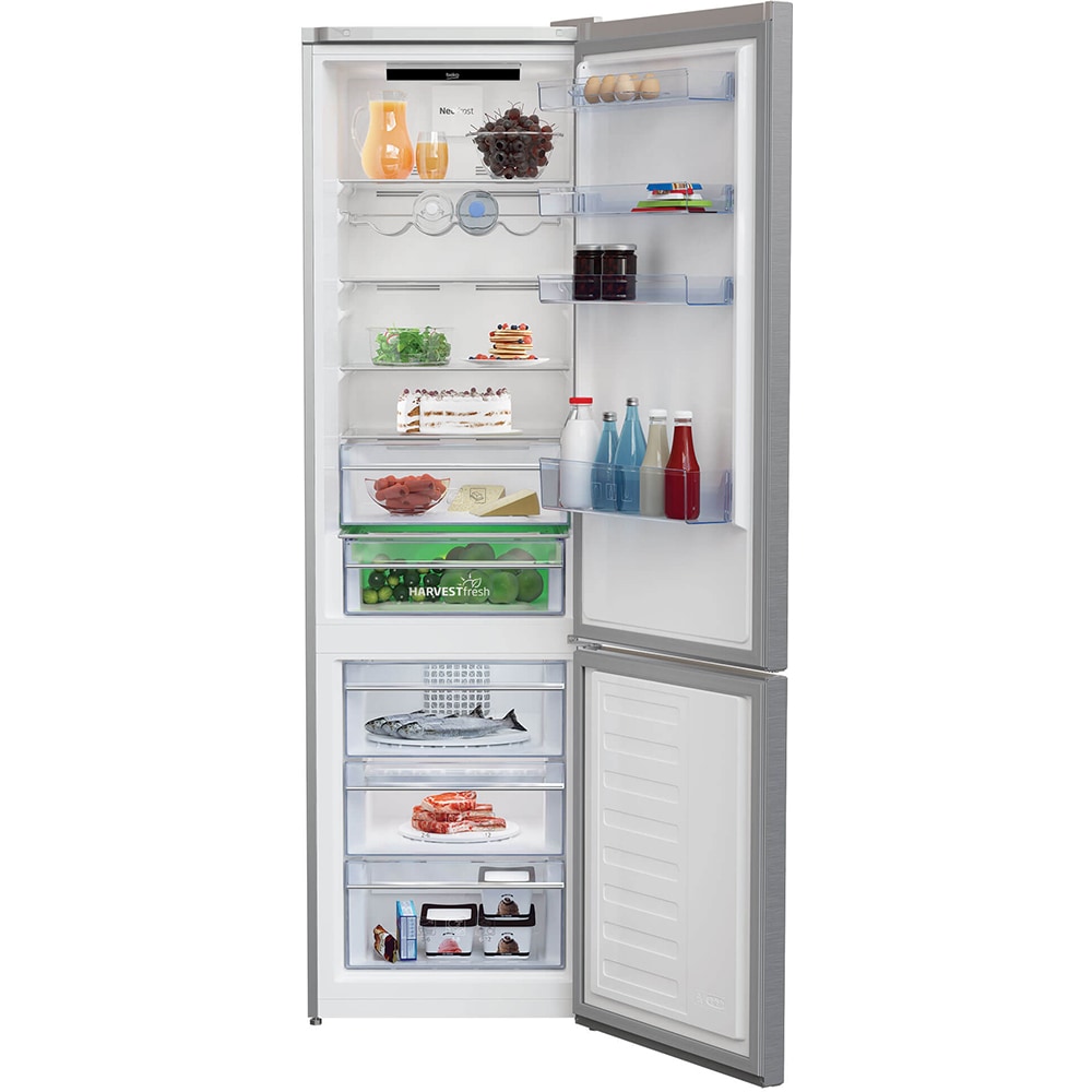 Combina frigorifica BEKO RCNA406E40ZXBN, NeoFrost, 362 l, H 202.5 cm, Clasa E, argintiu