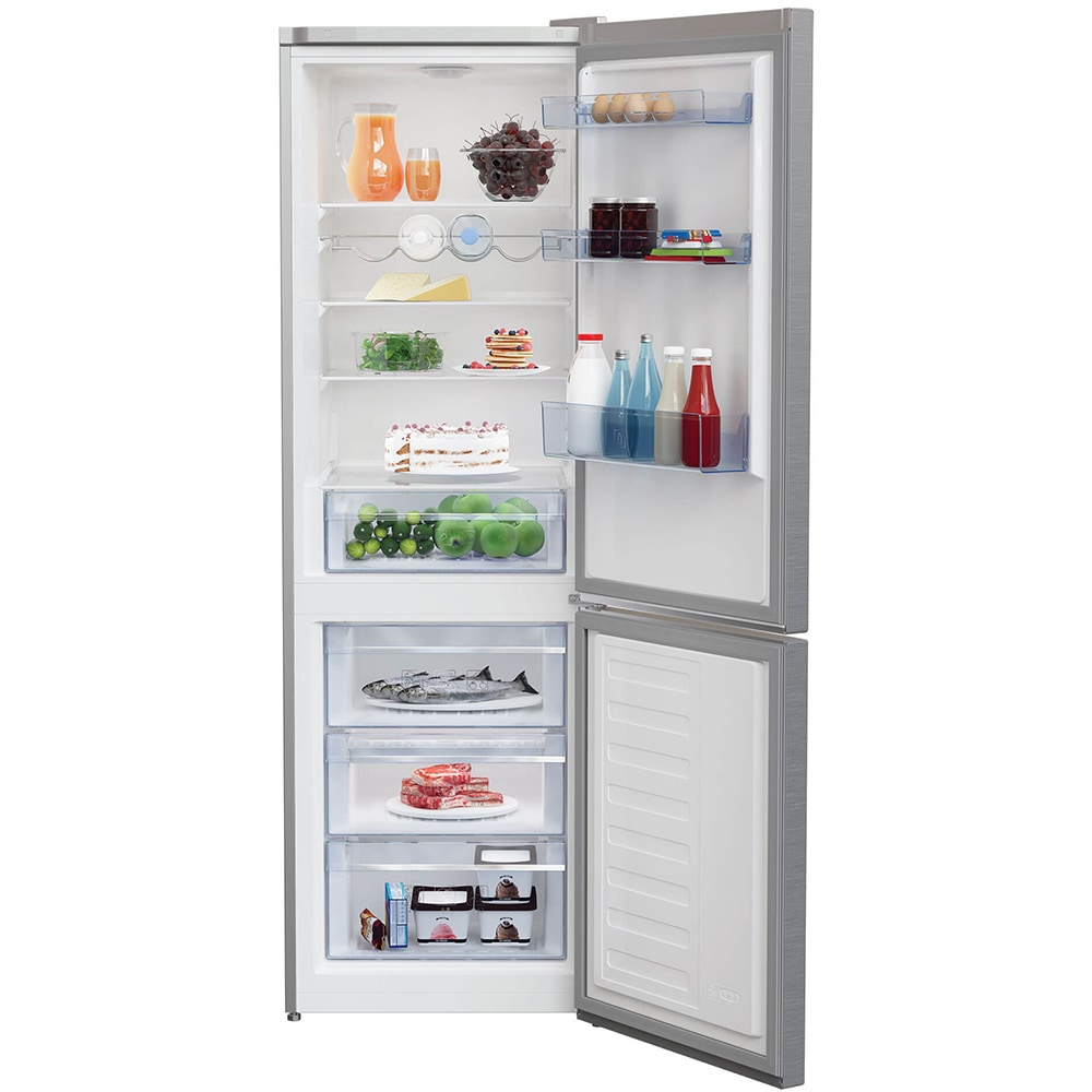 Combina frigorifica BEKO RCSA366K40XBN, 343 l, H 185 cm, Clasa E, argintiu