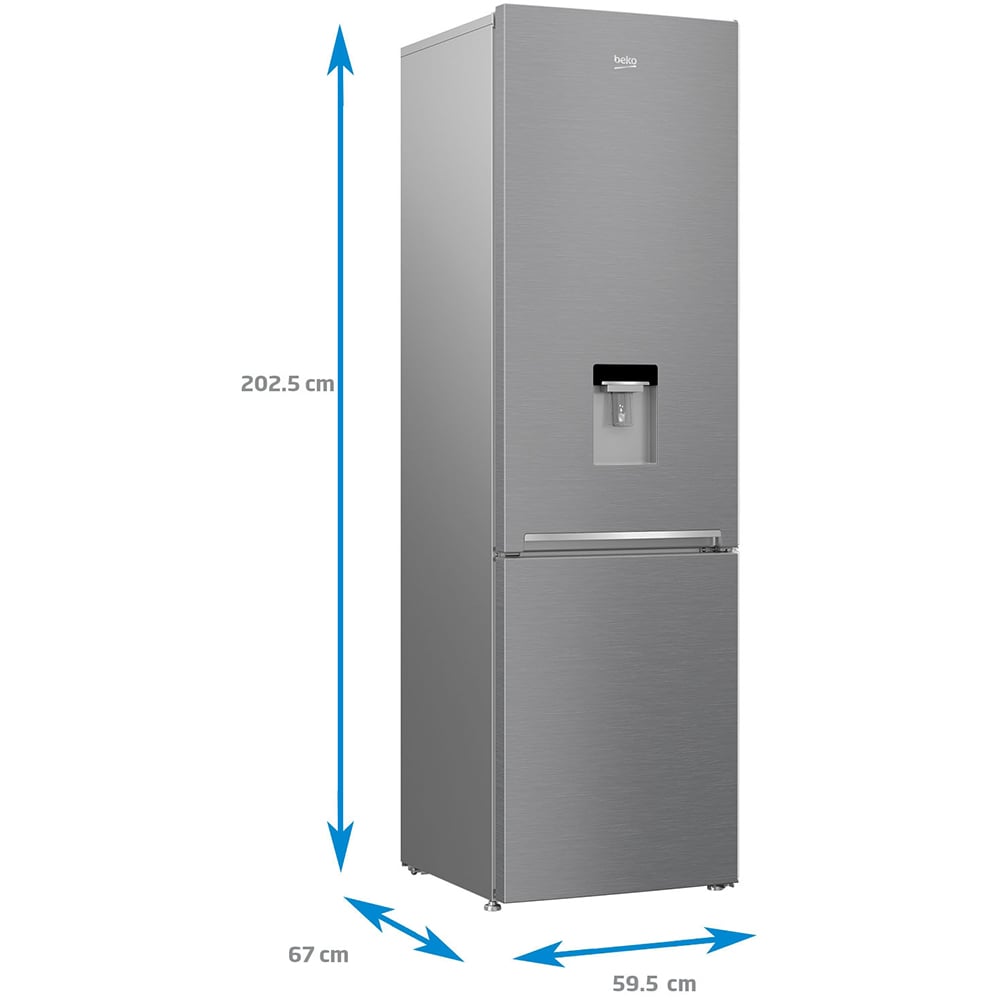 Combina frigorifica BEKO RCSA406K40DXBN, 386 l, H 202.5 cm, Clasa E, dozator apa, argintiu