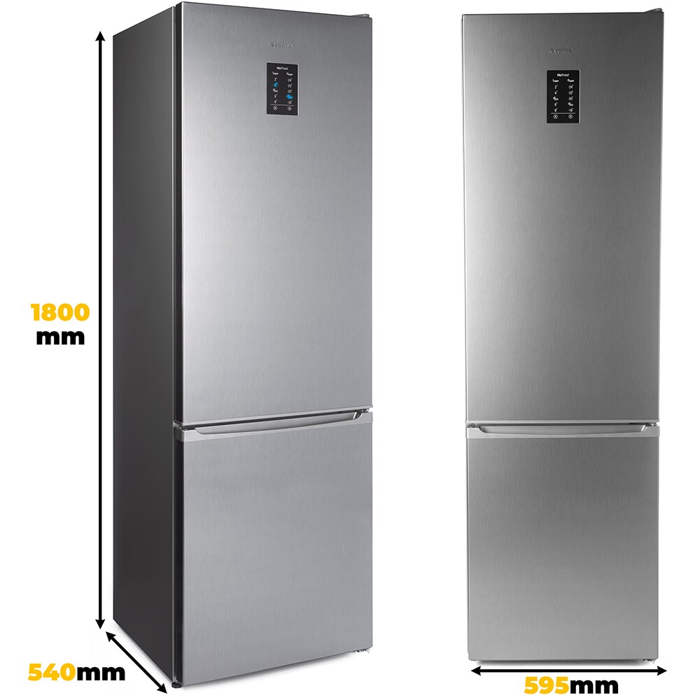 Combina frigorifica VORTEX VK270NSV01V, No Frost, 270 l, H 180 cm, Clasa F, inox