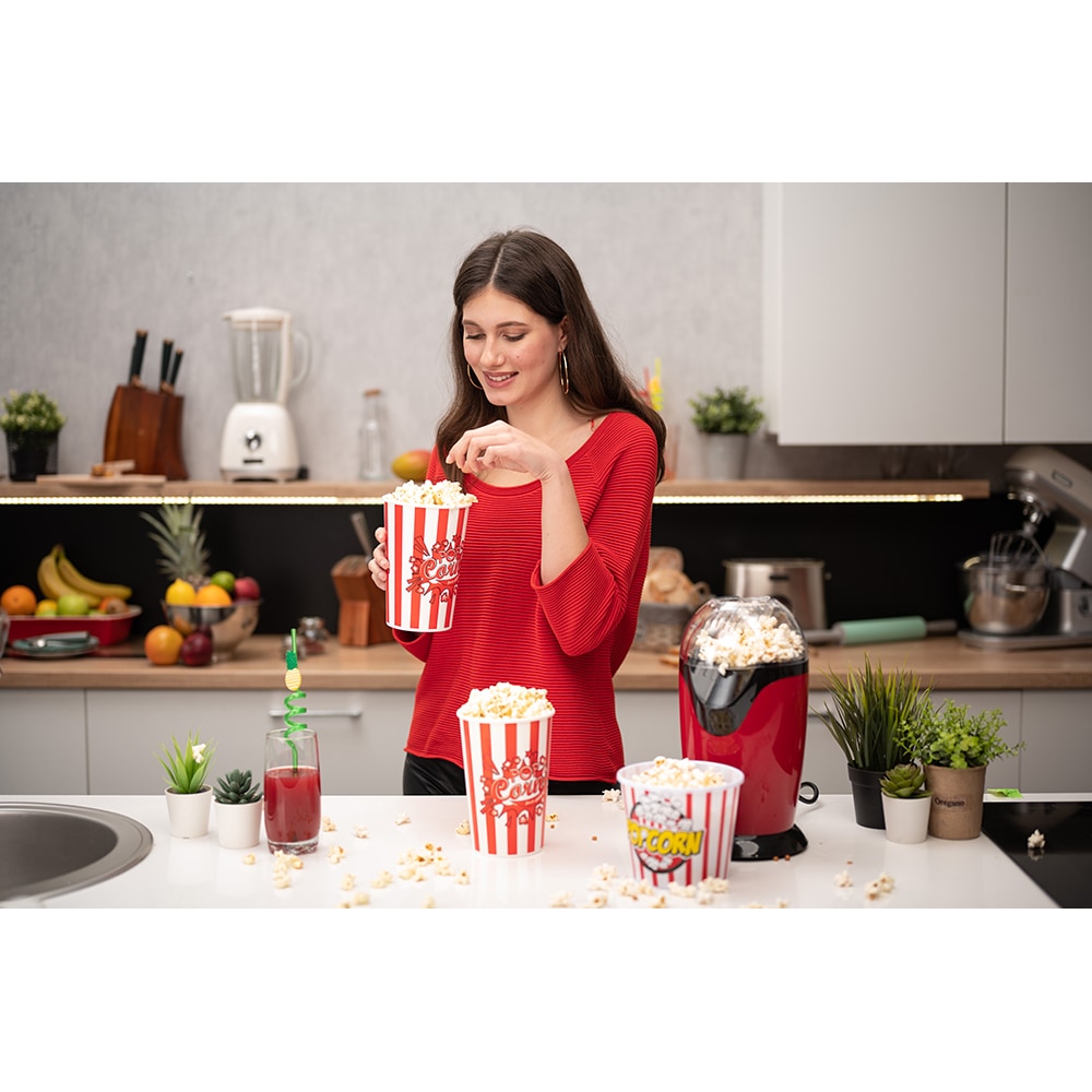 Aparat de popcorn MYRIA MY4474RD, 1200W, rosu-negru
