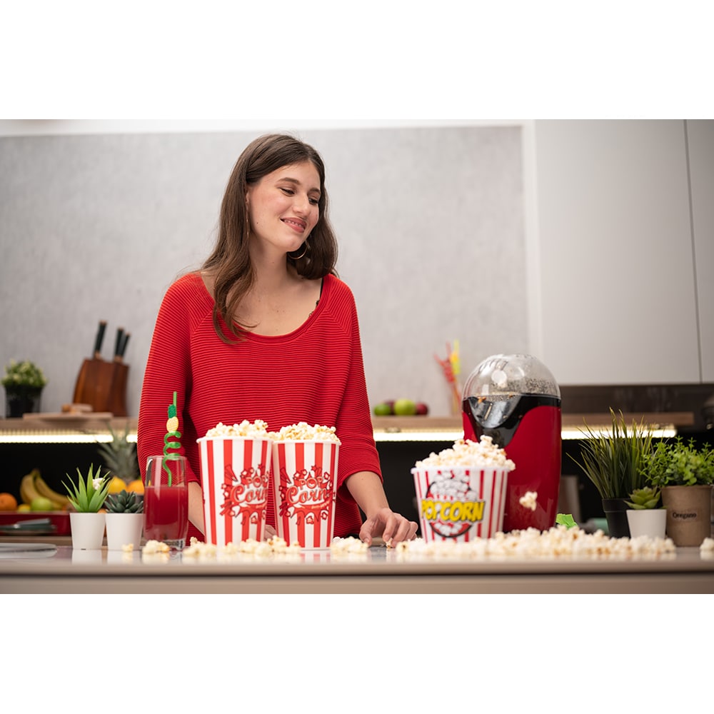 Aparat de popcorn MYRIA MY4474RD, 1200W, rosu-negru