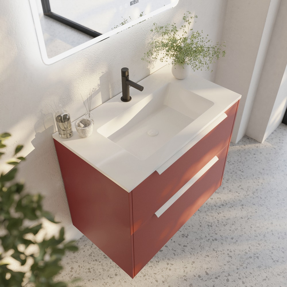 Lavoar SAVINIDUE Cellini, rasina, 81 x 46 x 15 cm, alb lucios