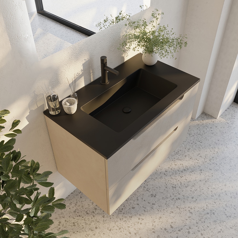 Lavoar SAVINIDUE Cellini, rasina, 80 x 47 x 15 cm, negru mat