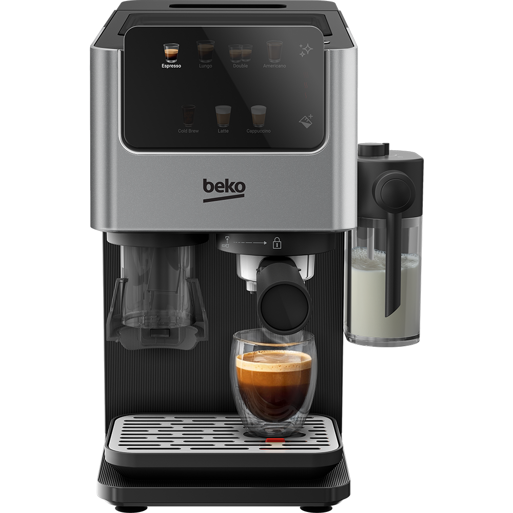 Espressor manual BEKO CaffeExperto CED7524X, 1.5l, 1688W, 15 bar, argintiu-negru