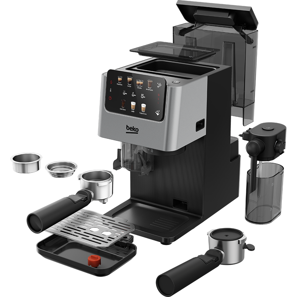 Espressor manual BEKO CaffeExperto CED7524X, 1.5l, 1688W, 15 bar, argintiu-negru