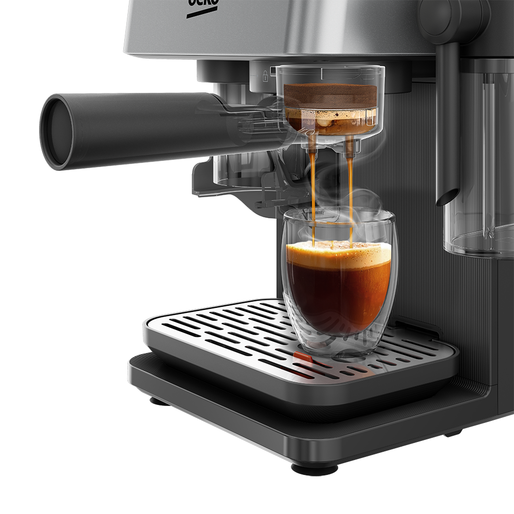 Espressor manual BEKO CaffeExperto CED7524X, 1.5l, 1688W, 15 bar, argintiu-negru