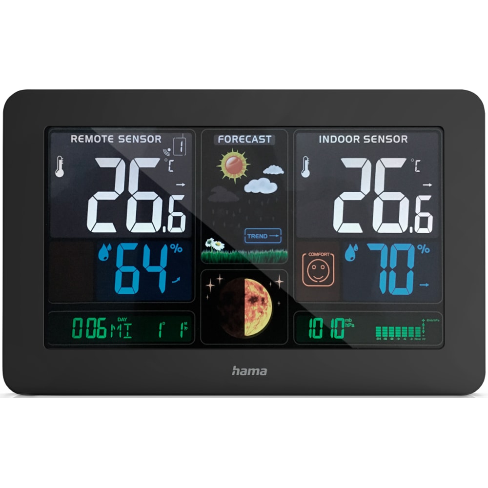 Statie meteo HAMA Premium, incarcare USB, negru