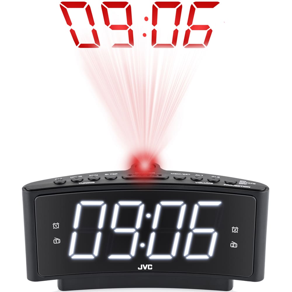 Radio cu ceas JVC RA-E314B, proiectie, FM, negru