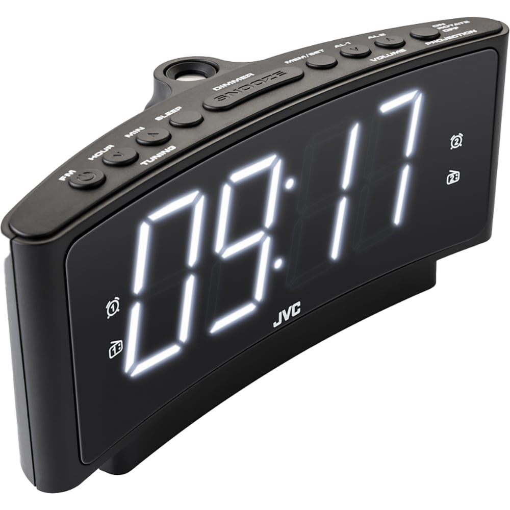 Radio cu ceas JVC RA-E314B, proiectie, FM, negru