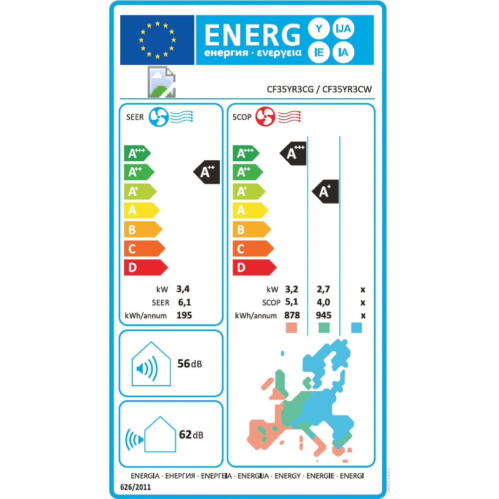 Aer conditionat HISENSE Expert Smart CF35YR3C, 12000 BTU, A++/A+, Inverter, Wi-Fi, kit instalare inclus, alb