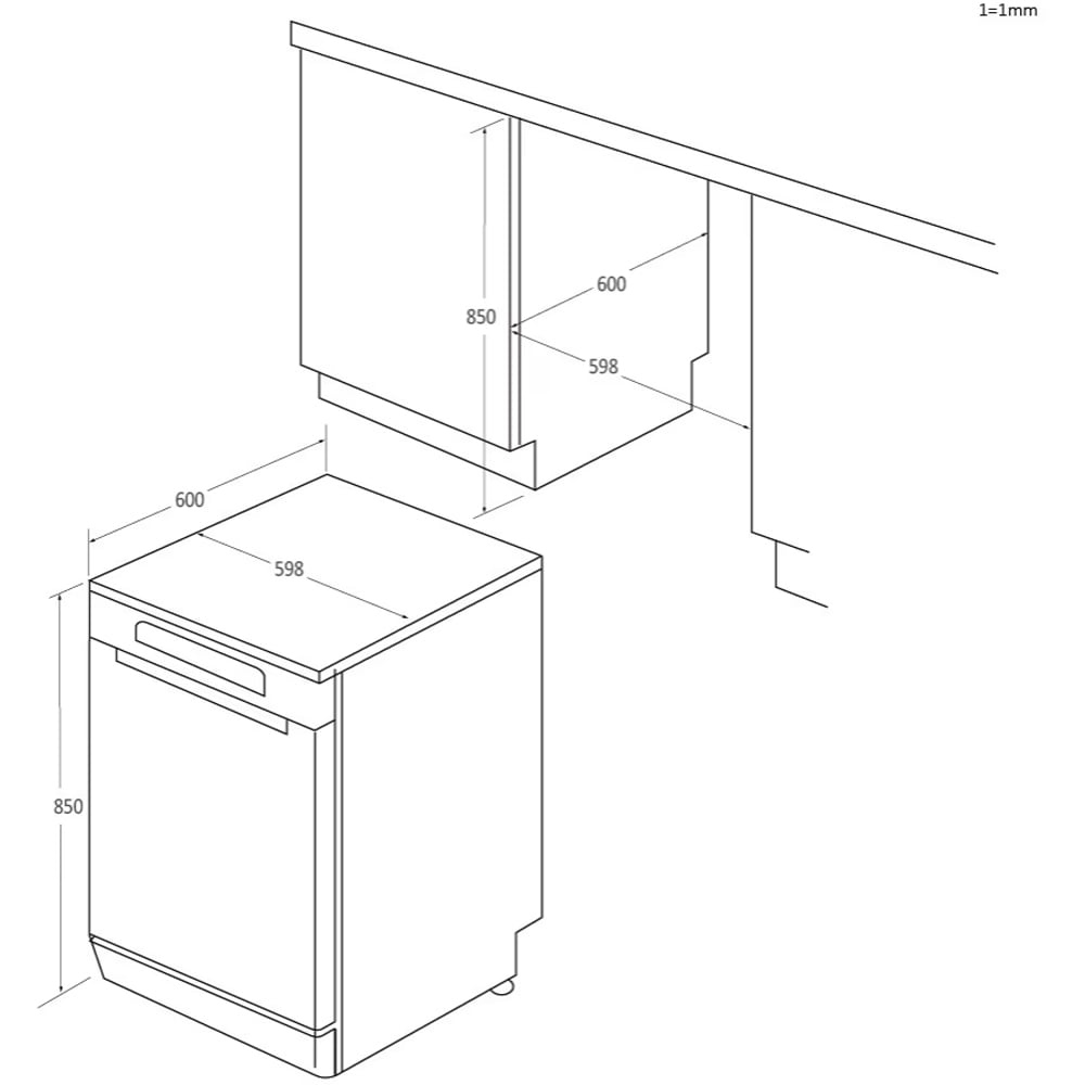 Masina de spalat vase independenta CANDY Rapido CF 3C7F0W, 13 seturi, 8 programe, 60 cm, Clasa C, alb