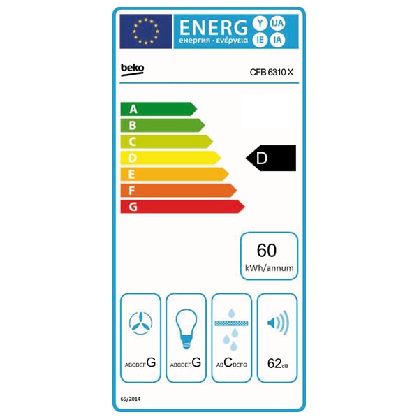 Hota traditionala BEKO CFB6310X, 1 motor, 205 m3/h, L 60 cm, inox