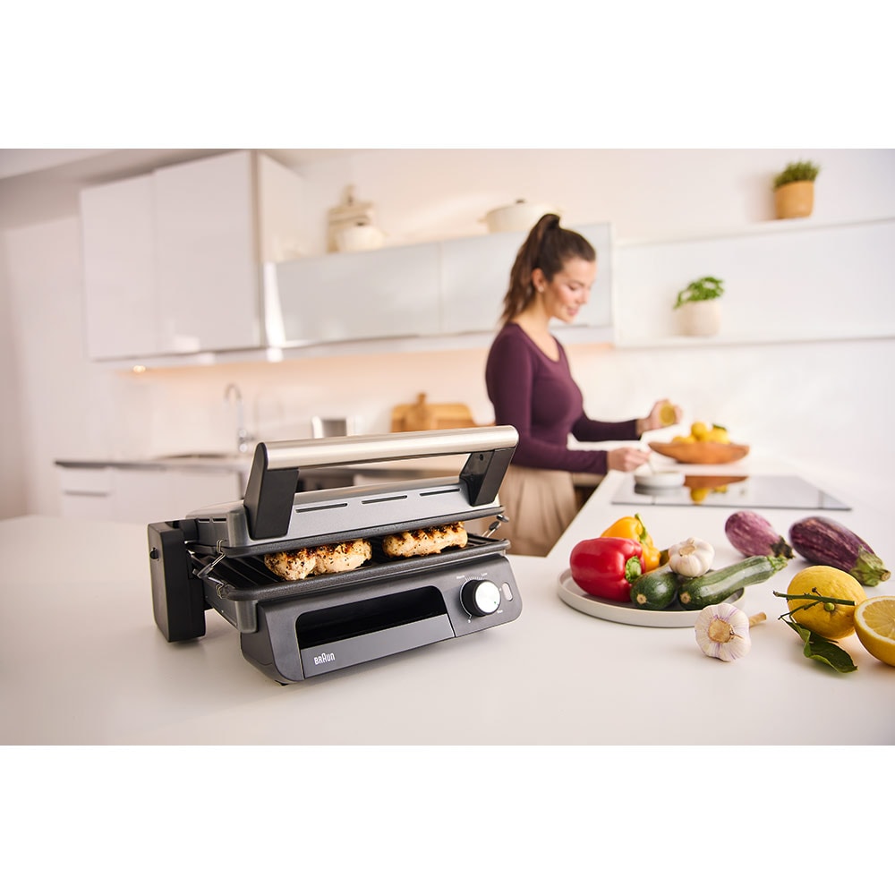 Gratar electric BRAUN MultiGrill 5 CG5033, 2000W, argintiu inchis-negru