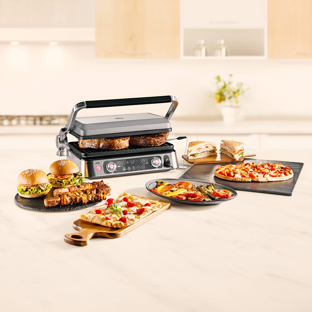 Gratar electric BRAUN MultiGrill 9 Pro CG9160, 2200W, argintiu-negru