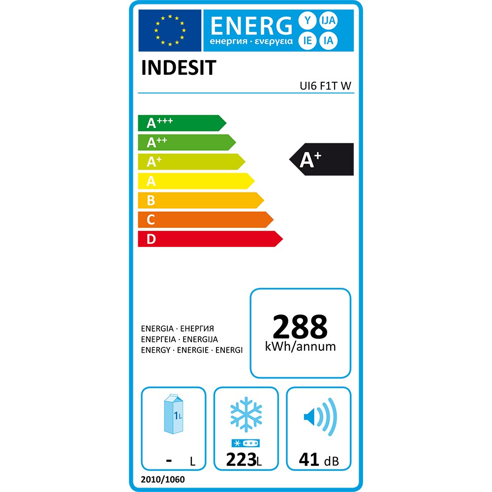 Congelator INDESIT UI6F1TW, 223 l, 167 cm, Clasa A+, alb