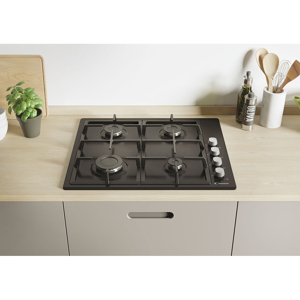 Plita incorporabila CANDY CHG6LB, Gaz, 4 arzatoare, negru