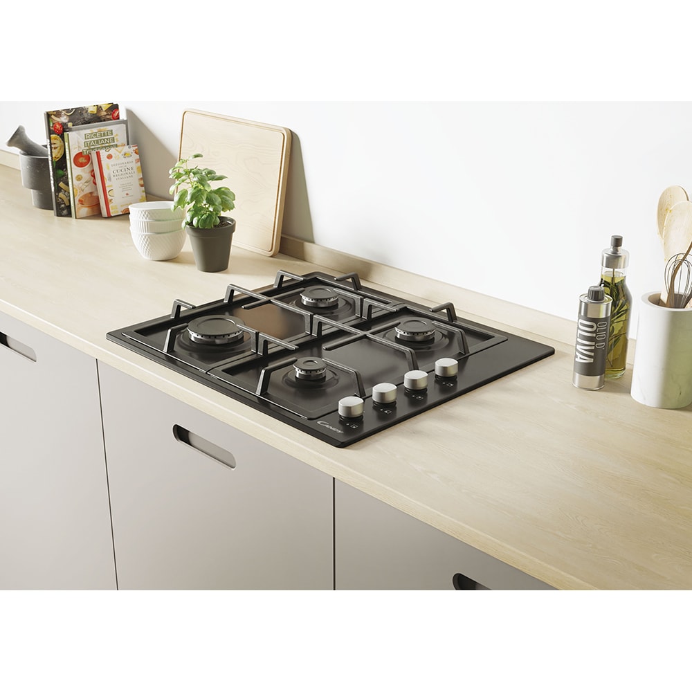 Plita incorporabila CANDY CHG6LB, Gaz, 4 arzatoare, negru