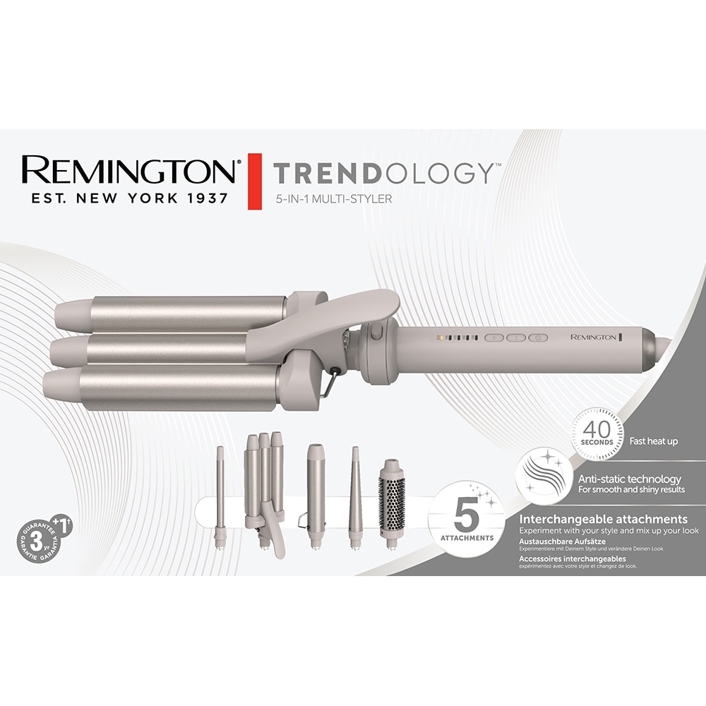 Trusa coafat Multistyler REMINGTON Trendology 5-in-1, 210 grade, invelis ceramic, bej