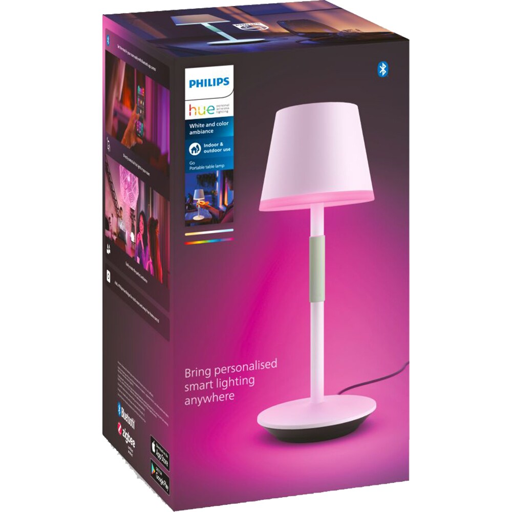 Lampa portabila smart PHILIPS HUE Go 8719514404571, Bluetooth, lumina RGB, 6.2W, alb