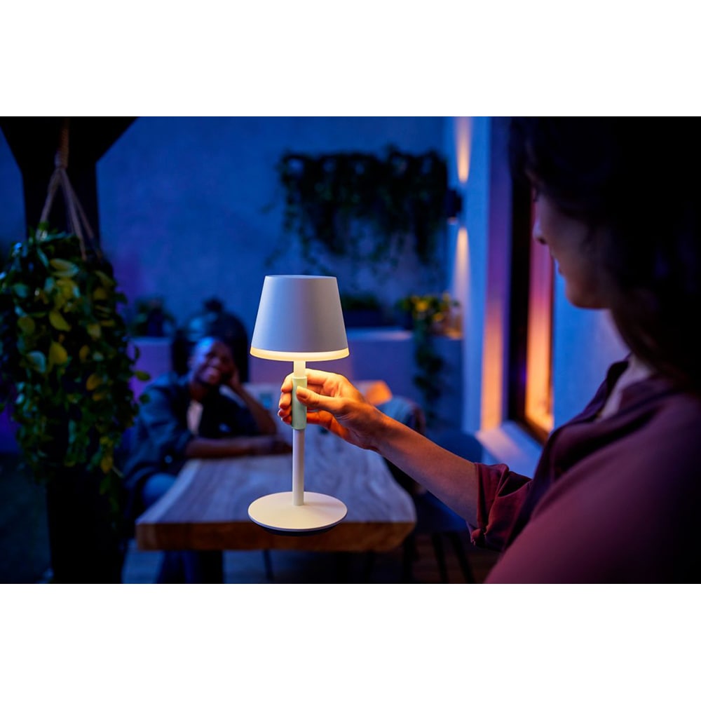 Lampa portabila smart PHILIPS HUE Go 8719514404571, Bluetooth, lumina RGB, 6.2W, alb