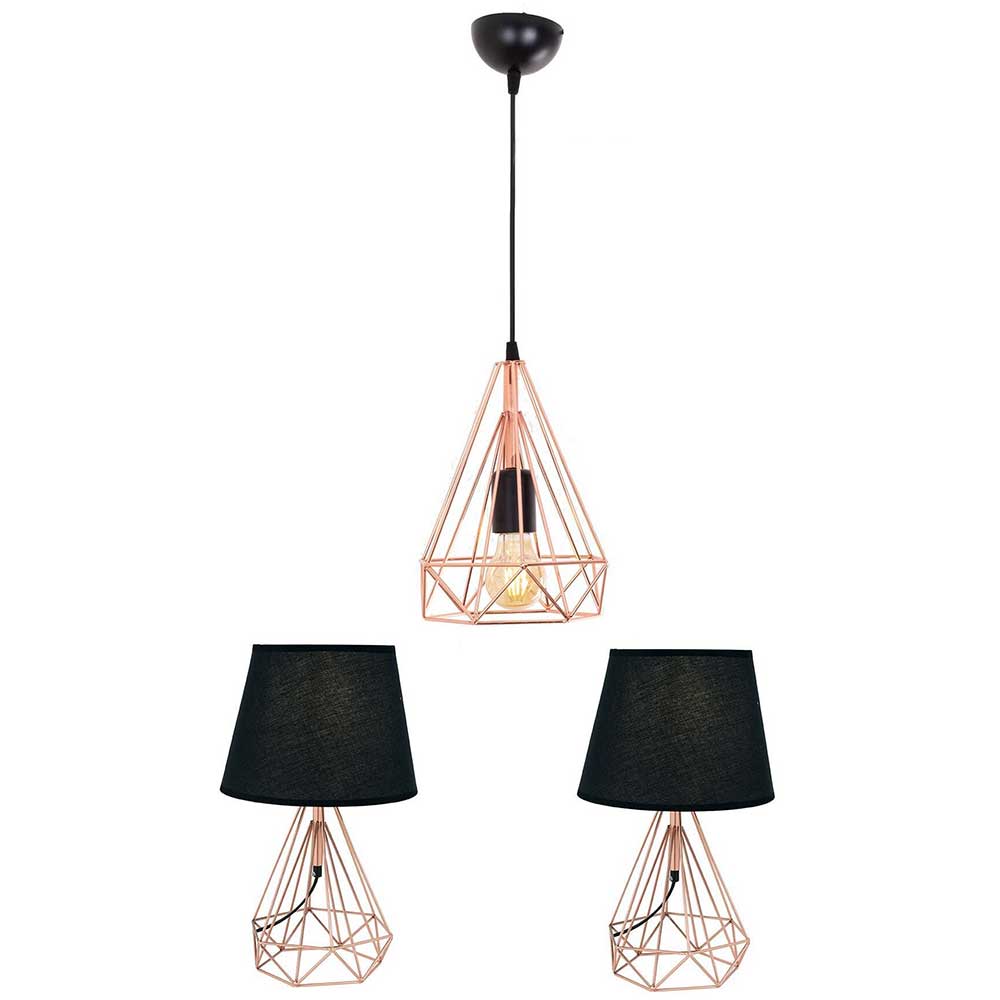 Set Veioze SQUID LIGHTING 86540, 60W, E27, Cupru , Negru