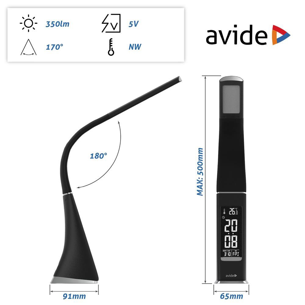 Lampa de birou LED AVIDE Business, 6W, 350lm, negru