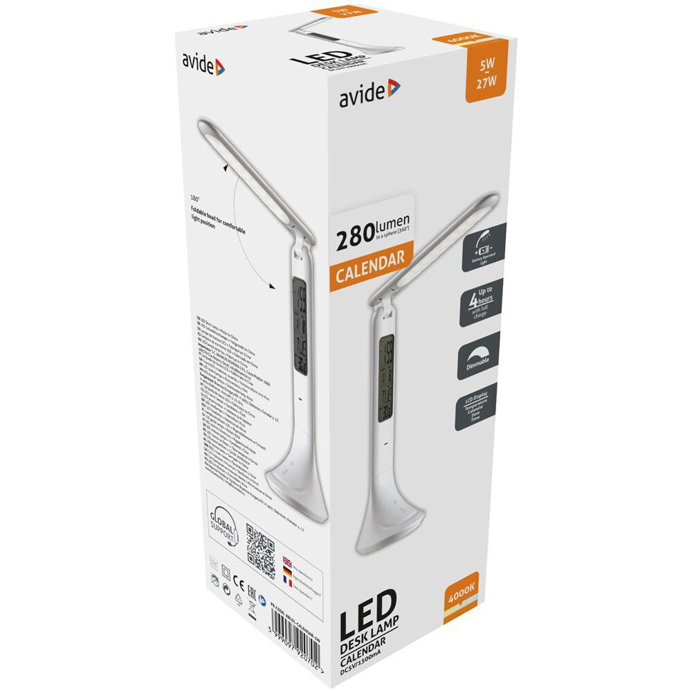 Lampa de birou LED AVIDE Calendar, 5W, 280lm, alb