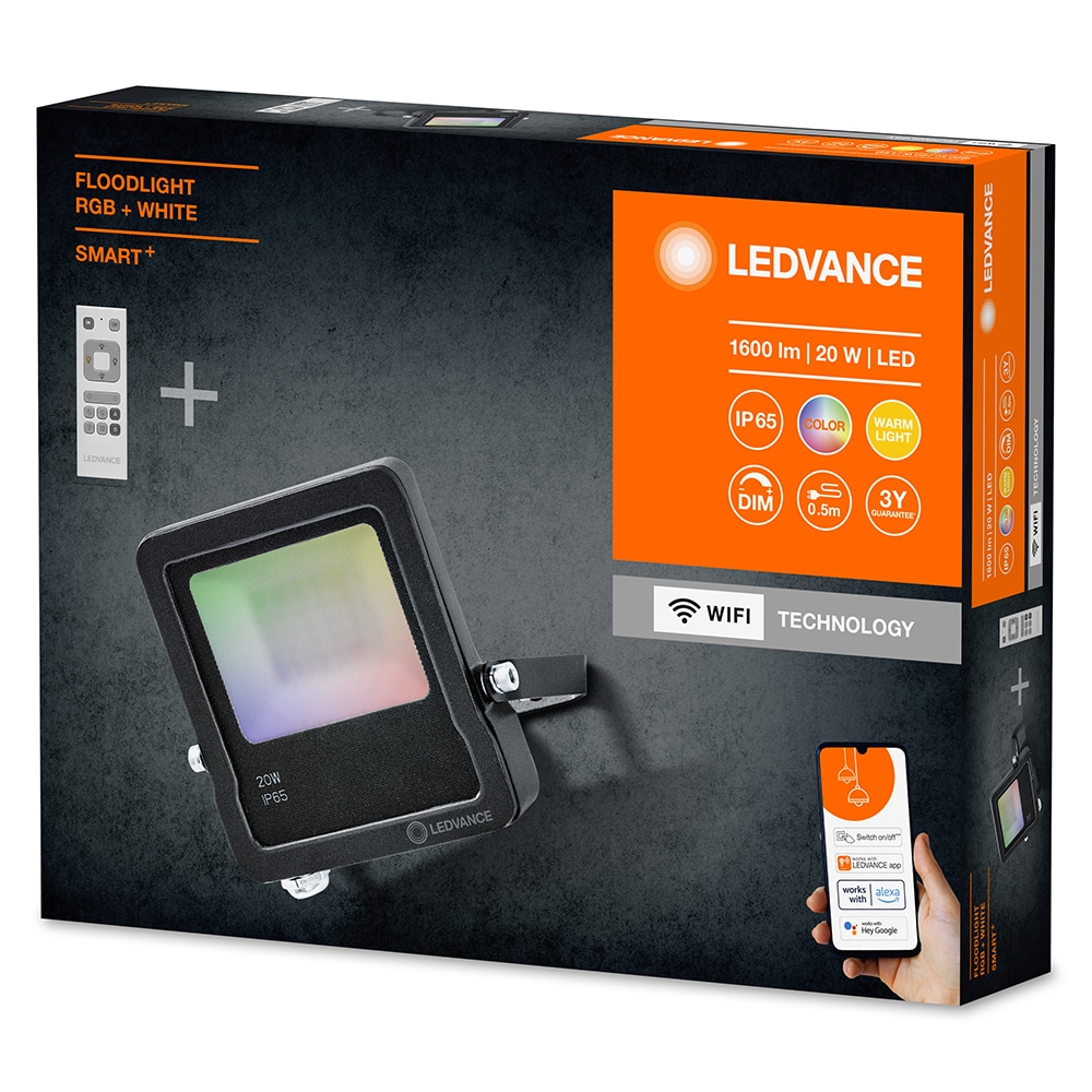 Proiector LED LEDVANCE Smart+, Wi-Fi, 20W, RGBW, 1260lm, IP65, gri