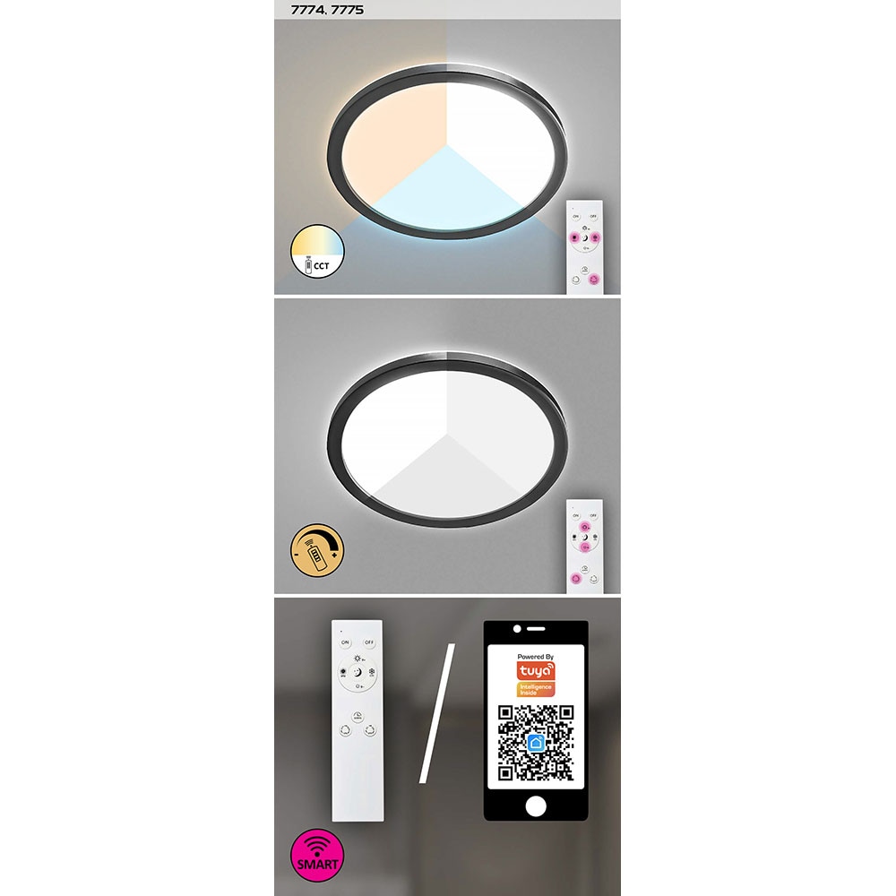 Plafoniera smart de exterior RABALUX Inverness 1, LED, 15W, Negru