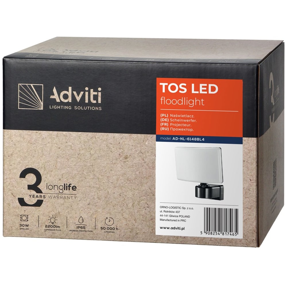 Aplica de exterior ADVITI AD-NL-6148BL4, LED, 30W, 2200lm, Negru