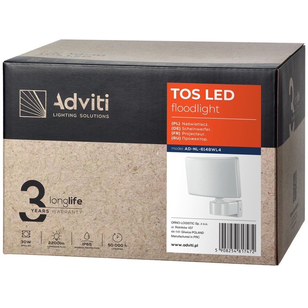Aplica de exterior ADVITI AD-NL-6148WL4, LED, 30W, 2200lm, Alb