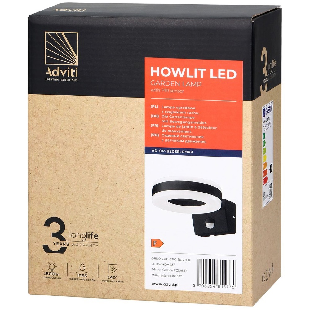 Aplica de exterior ADVITI AD-OP-6205BLPMR4, LED, 20W, 1800lm, Negru