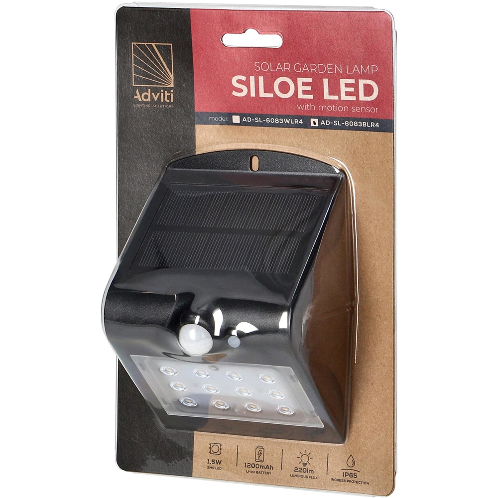 Lampa solara ADVITI Siloe AD-SL-6083BLR4, 1.5W, 190lm, IP65, negru