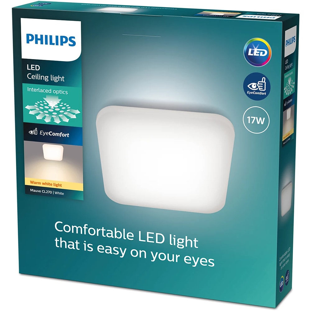 Plafoniera LED PHILIPS Mauve 8718696162804, 17W, 1700lm, lumina calda, alb