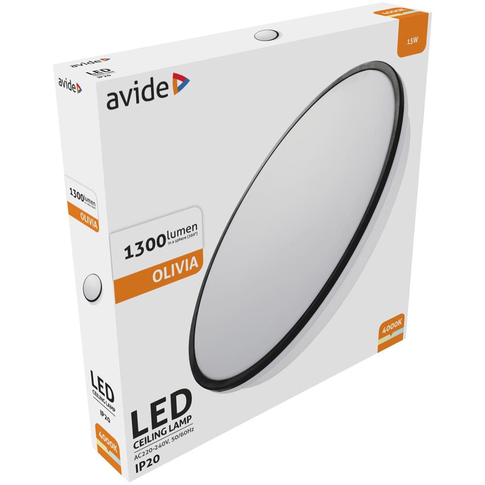 Plafoniera LED AVIDE Olivia, 15W, 1300lm, IP20, alb