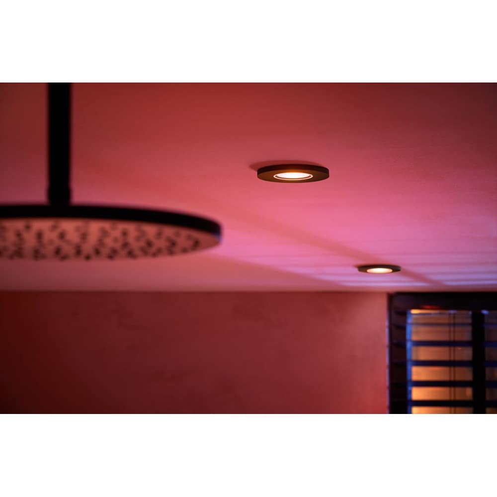 Set 3 spoturi LED smart PHILIPS HUE Xamento 8719514452190, 5.7W, 1050lm, IP44, RGB, negru