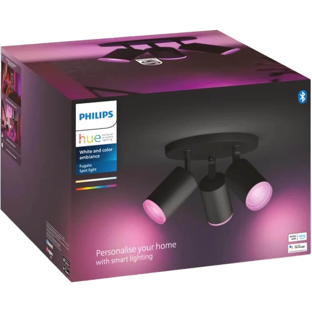 Proiector LED LED RGB PHILIPS HUE 8718696171547, 3 x 5.7W, 1050lm, Wi-Fi, Negru