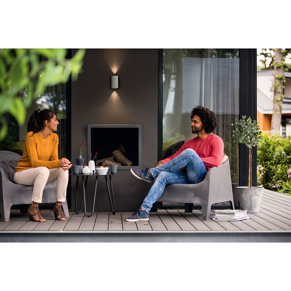 Aplica exterior LED PHILIPS myGarden Buxus 8718696159408, 9W, 1000lm, IP44, lumina calda, inox