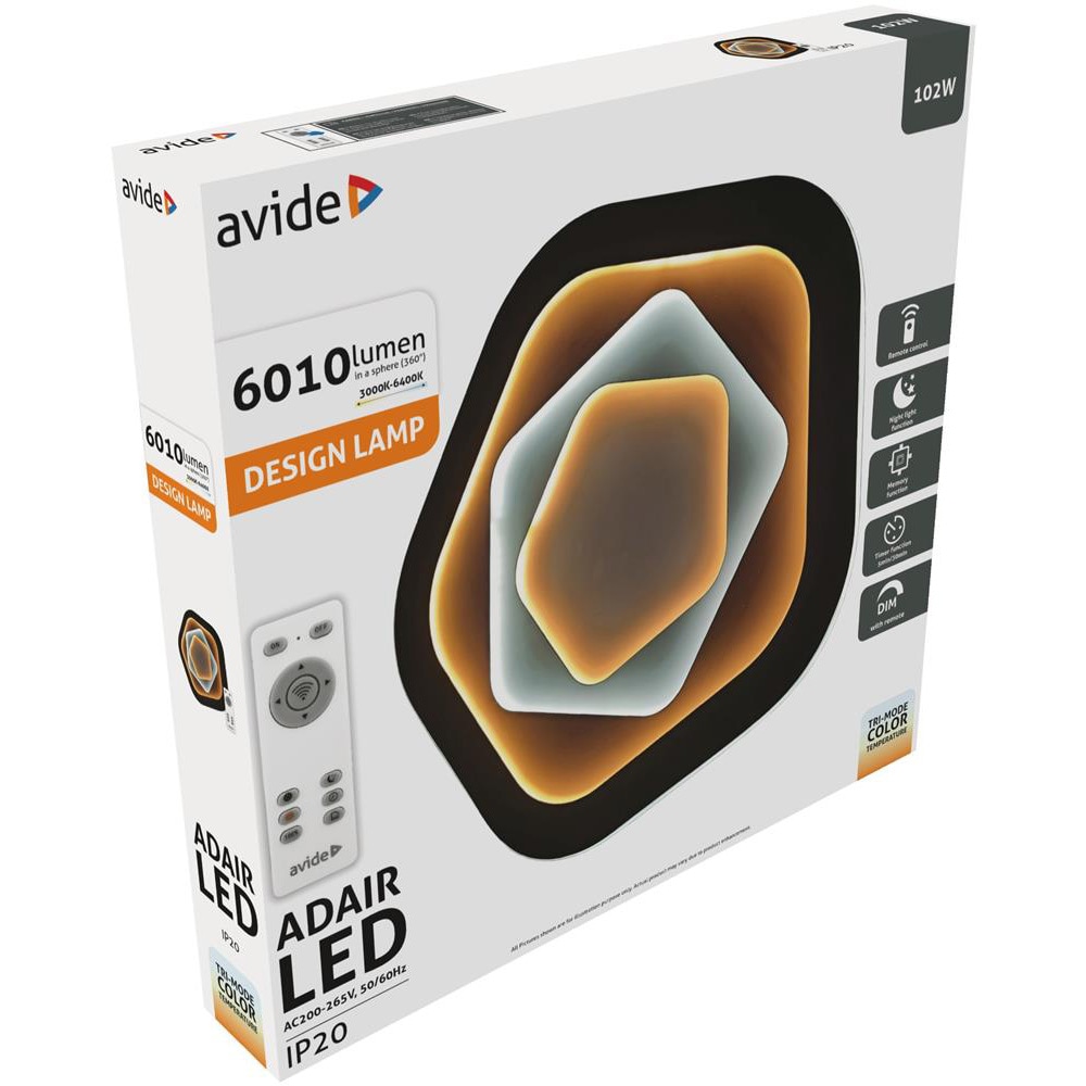 Plafoniera LED AVIDE Adair, 102W, 6010lm, IP20, alb