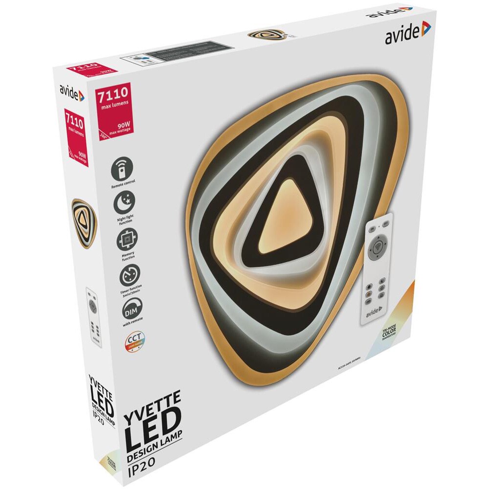 Plafoniera LED AVIDE Yvette, 90W, 7110lm, IP20, alb