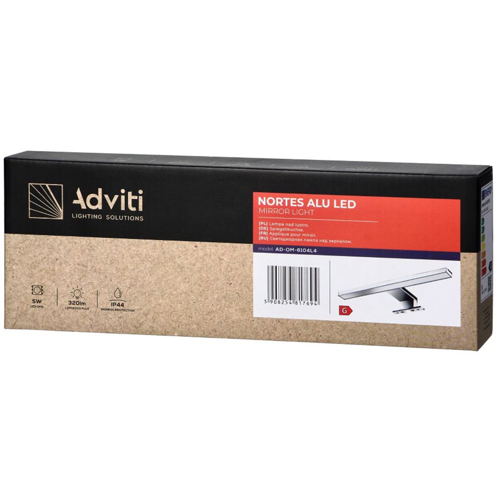 Aplica LED baie ADVITI AD-OM-6104L4, 5W, 1600lm, IP44, 4000K, aluminiu