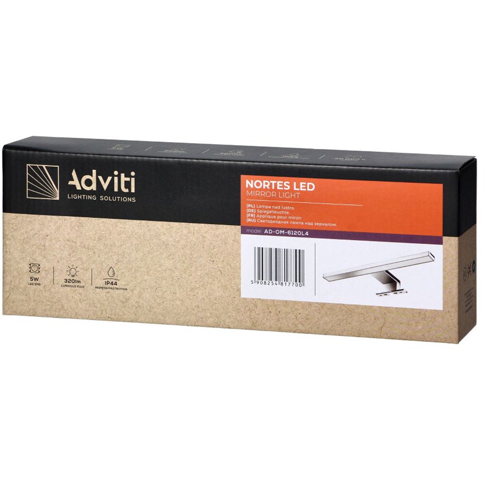 Aplica LED baie ADVITI AD-OM-6120L4, 5W, 320lm, IP44, 4000K, argintiu