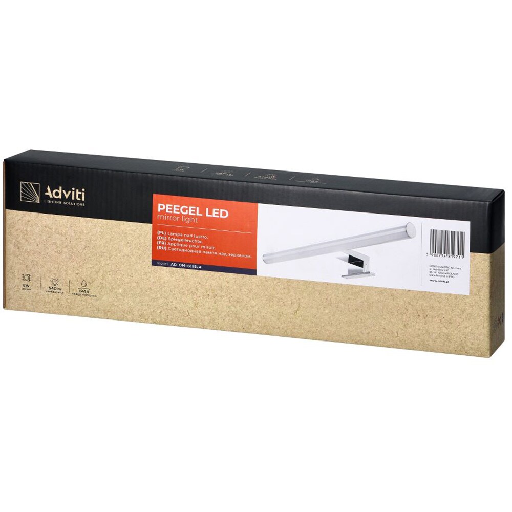 Aplica LED baie ADVITI AD-OM-6121L4, 6W, 540lm, IP44, 4000K, argintiu